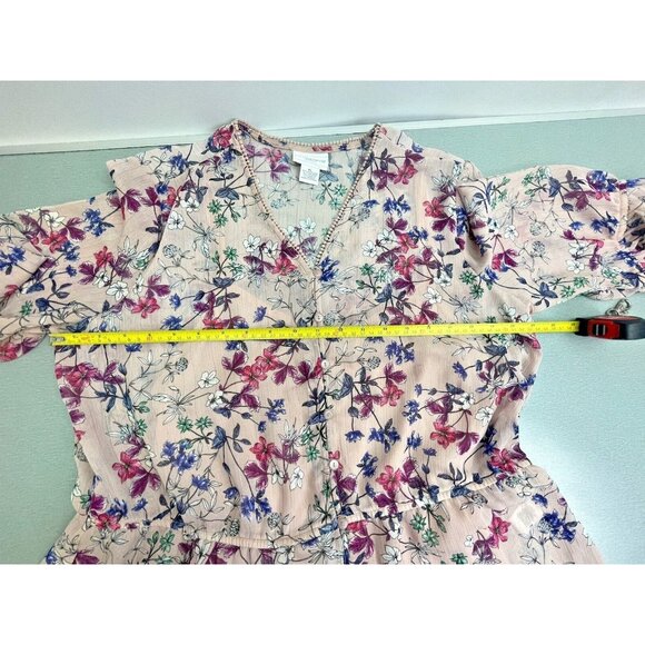LIZ CLAIBORNE Petite Blouse Women's Floral Sheer Button up W/ cami PL - Picture 10 of 14